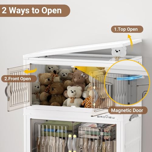 300Qt Stackable Storage Bins with Lid, Extra Large Closet Organizer Collapsible Drawer Boxes with Wheels, Folding Plastic Cabinet Containers for Home Kitchen Room Organization, 5Pack White