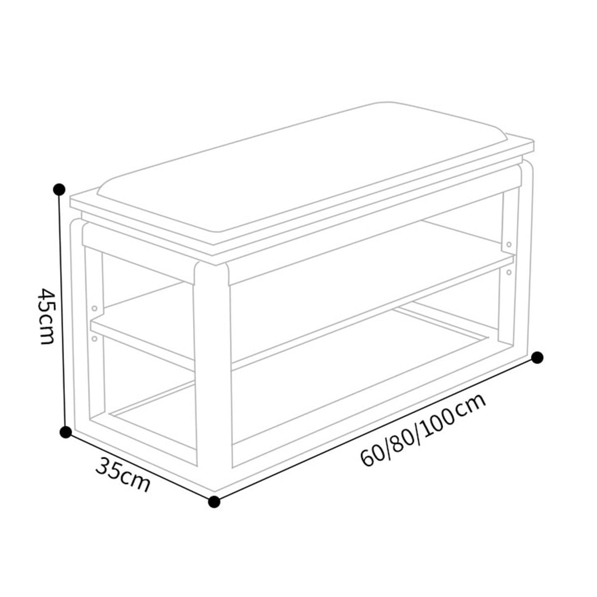 Banco Zapatero de Madera Maciza de 2 Niveles, Banco de Entrada con Almacenamiento y cojín de Piel sintética, para Sala de Estar, Pasillo, Dormitorio, baño (Negro, 80 cm/31,50 Pulgadas)