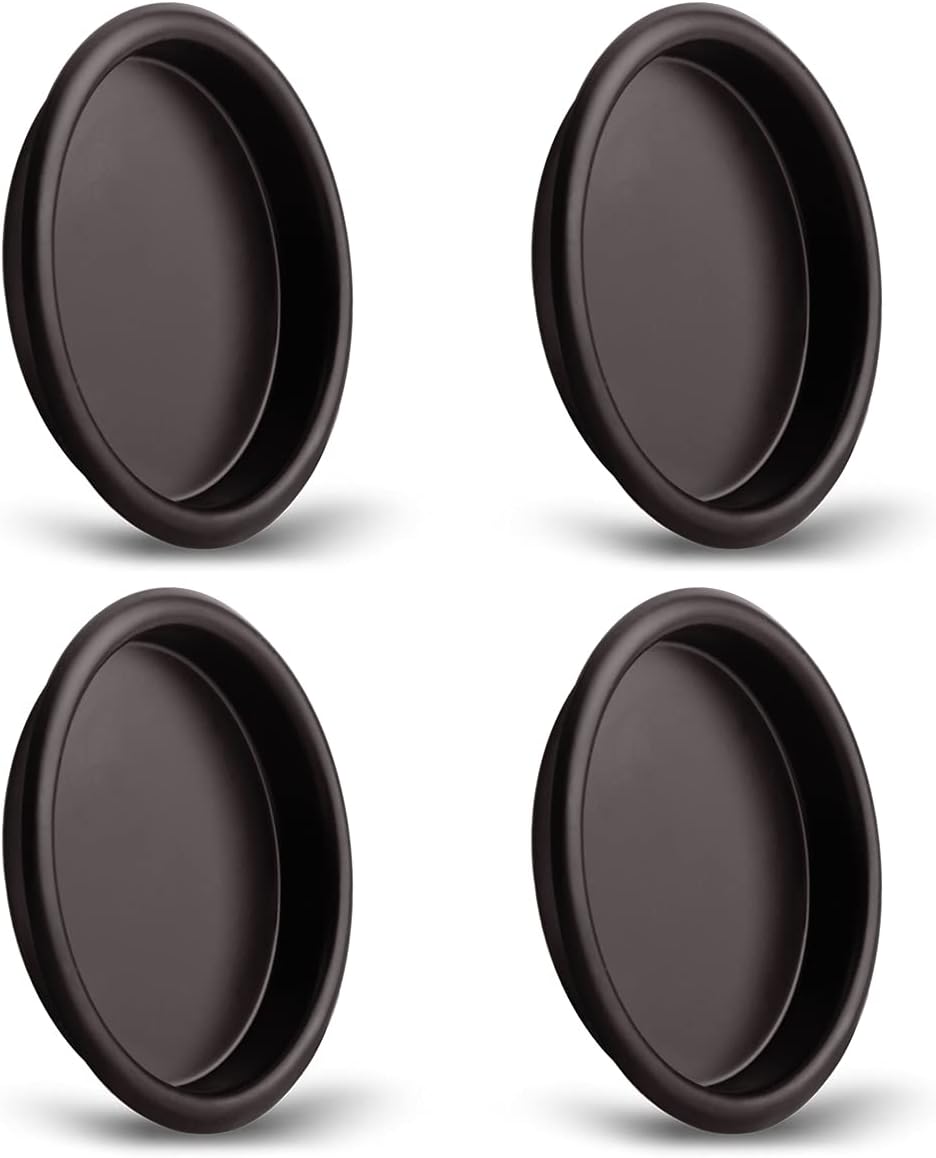 HOMOTEK 4 Pack Closet Door Finger Pull 2-1/16”, Easy Snap in Installation, Oil Rubbed Bronze,Fits a 5/16”Depth x 2-1/16" Diameter Opening Hole