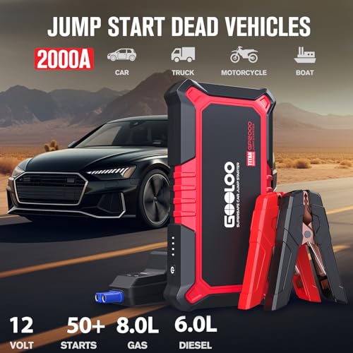 GOOLOO New GP2000 Jump Starter, 12V 2000A Car Jumper Starter, SuperSafe Portable Battery Charger, Auto Lithium Box Boost - Additional View