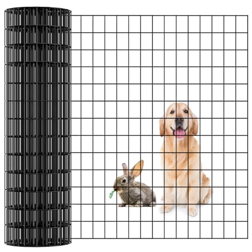 510y0dbtmqL. SL500 Garden Fence Black PVC Coated Welded Wire Fencing 48 Inch x 100 Foot, 2 Inch x 3 Inch 16GA, Garden Border Fencing Roll Vinyl Coating Metal Wire Mesh for Yard Vegetable Plant Protection Poultry Netting