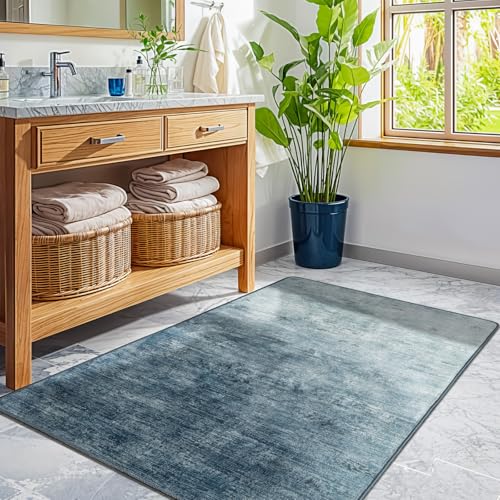 Washable Rug 2x3 Area Rugs for Living Room - Stain Resistant Non-Slip Backing Boho Rug for Bedroom,Durable & Ultra-Thin Vintage Large Area Rug(2x3,Blue)