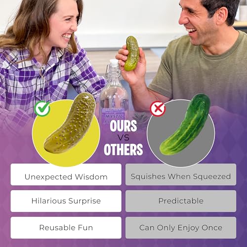 Mystic Pickle – Magic Fortune Teller with +100 Witty Responses – Unveiling The Briny Secrets of The Universe – Endless Entertainment with Friends, Family, Classroom Students – Best Novelty Gag Gift!