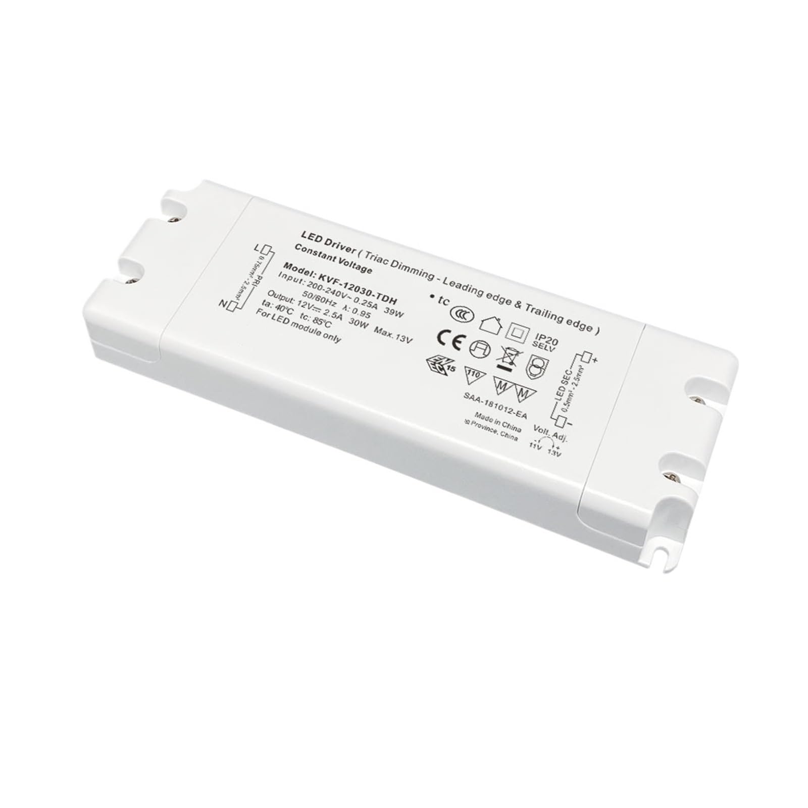 PWANUIGTE 12v 24v 48v Light Strip Controller Transformer 30w 600w Constant Voltage Waterproof thyristor dimming led Driver Power(12V 2.5A 30W)