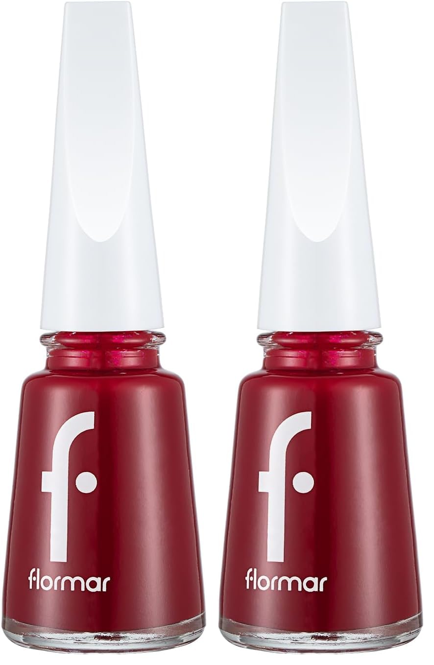 Flormar Klasik Parlak Bitişli Yüksek Pigmentli Oje Nail Enamel 406 Dark Red New (2 paketi)