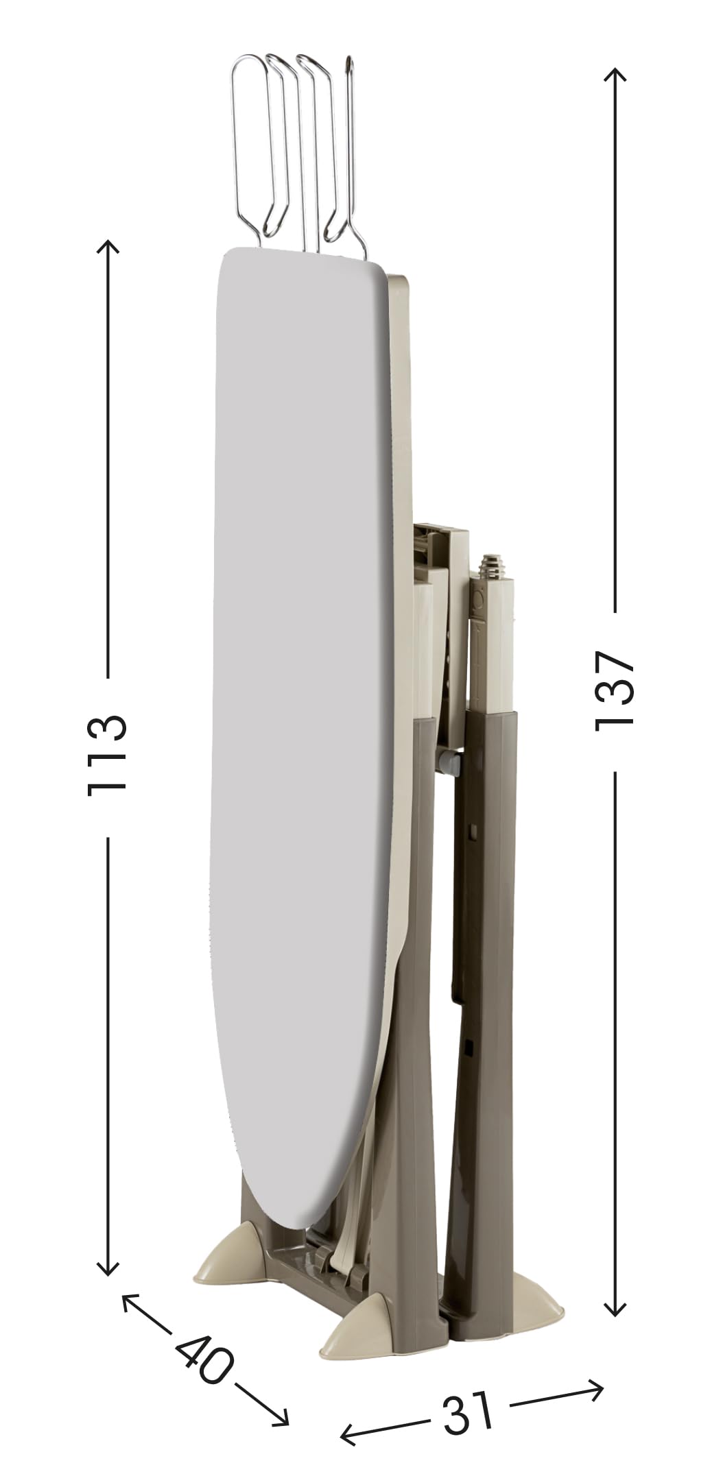 Bama TREND Asse da Stiro, Plastica, Tortora, 137x40x82/92 cm