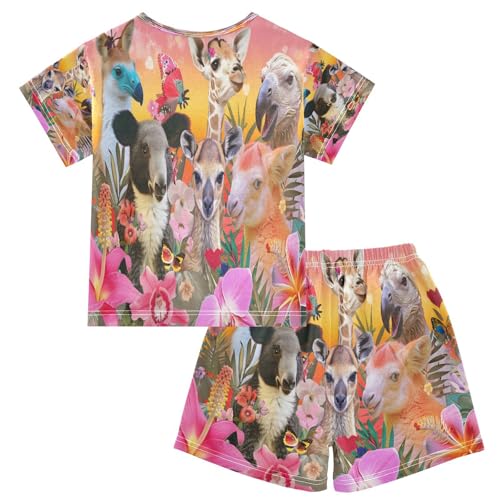 senya Short Sleeve Pajamas Sets Summer Cotton Sleepwear Animals and Flower2