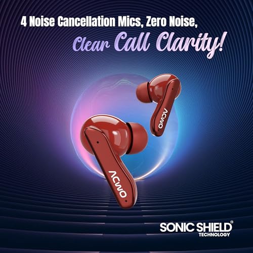 Image of ACwO Dwots 111 in Ear Wireless Earbuds|Up to 75Hrs Battery Life|10Mm Spatial Drivers|Noise-Free Calls with 4 Noise Cancellation Mics|Bluetooth V5.4|Dedicated Cinematic & Bass Mode (Crimson Red)