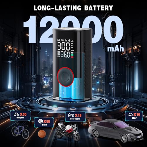 Tire Inflator Portable Air Compressor - Portable Cordless Mini Air Pump with Digital Pressure Gauge, 150PSI 3X Fast Inflation and Auto Shutoff Function Tires Pump for Cars - Image 3