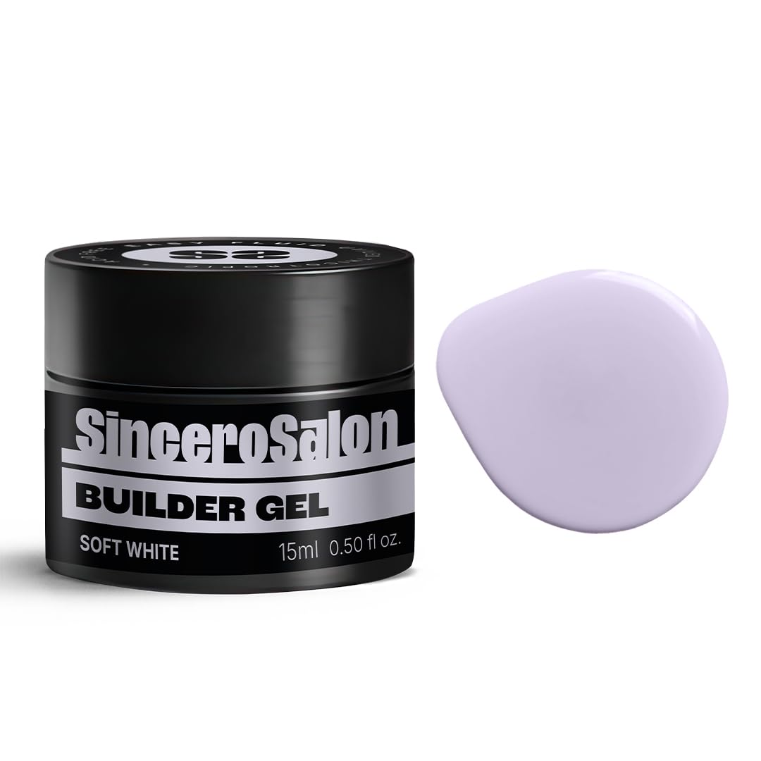 Builder Gel Easy Fluid - Soft White - Ideal for French Manicures - Nail Extension - Hard Gel LED UV - Semi-Permanent Nail Strengthener - 15ml