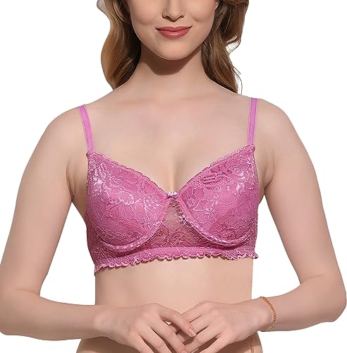 Image of FIMS - Fashion is my style Women Cotton Lycra Floral Lace Lightly Padded Bra Wired Seamless Fullcoverage Multicolor Cup- B