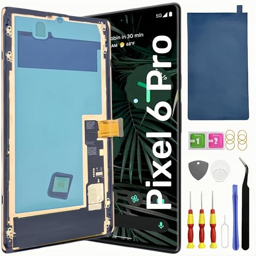 OLED Pixel 6 Pro Screen Replacement for Google Pixel 6 Pro LCD Screen Pantalla Touch Digitizer Display with Frame Tool Kit GLUOG G8VOU Support Fingerprint