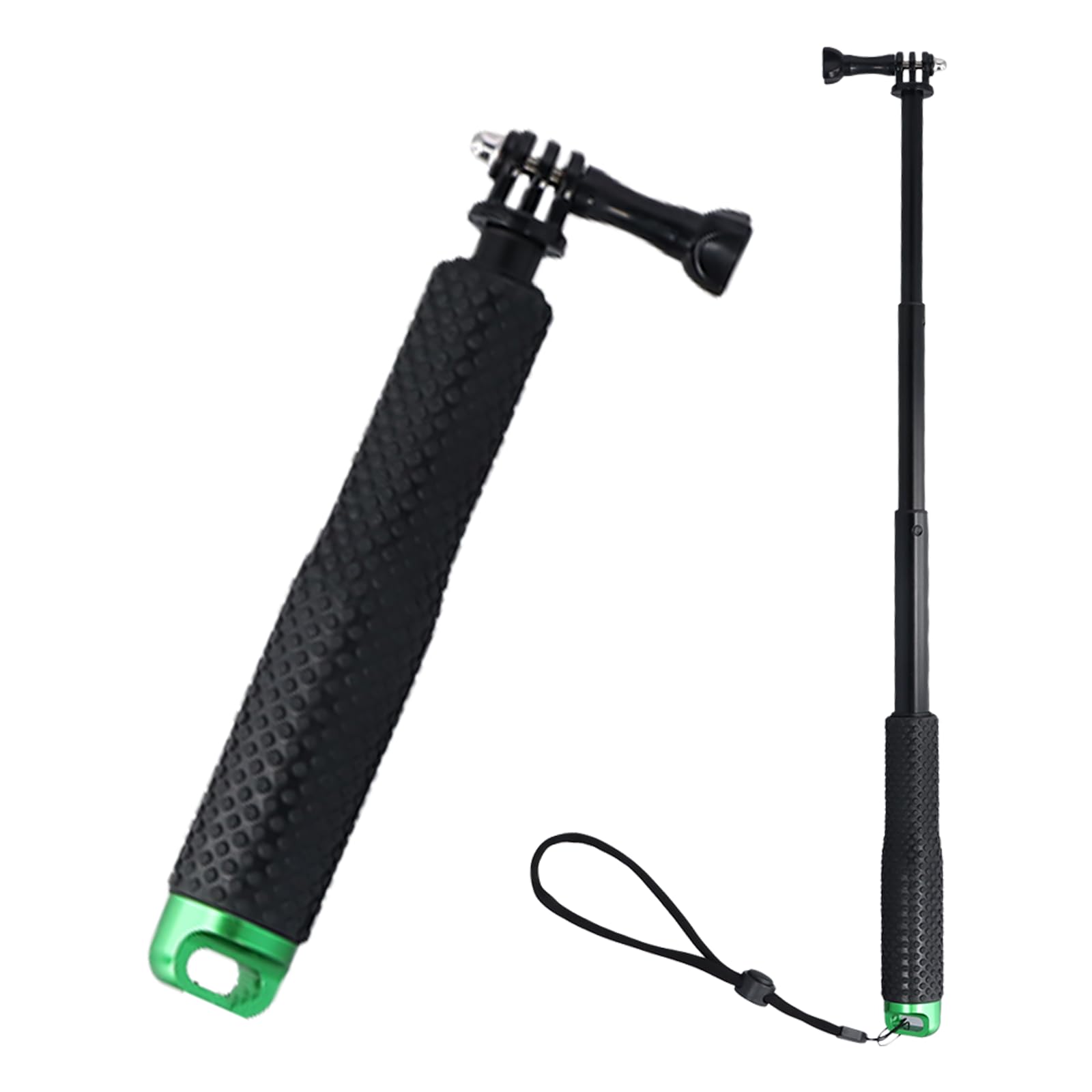 Etanche Action Caméra Grip Pôle, Réglable Monopode Bâton, Handle Anti-Glissant Perche à Selfie pour Sport, Longueur Extensible 19-49 cm (Vert, 19cm)