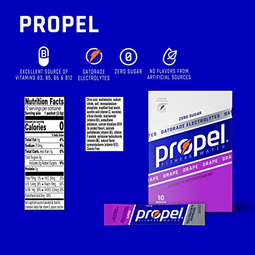 Propel Powder Packets Grape With Electrolytes, Vitamins And No Sugar (10 Count) #TOP1