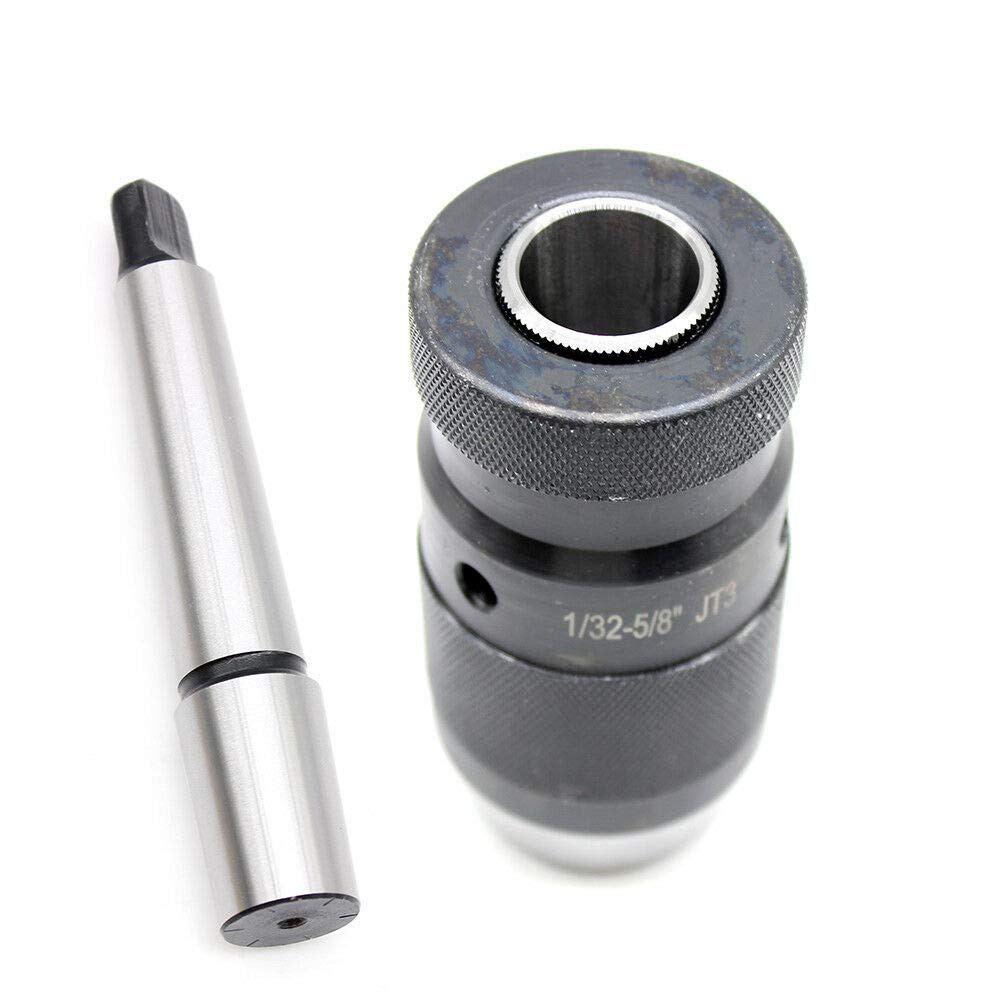 1/32-5/8" Pro-Series Keyless Drill Chuck JT3 Mount & 3JT-2MT Tanged Arbor Heavy Duty Drill Press Chuck Accuracy 0.005in