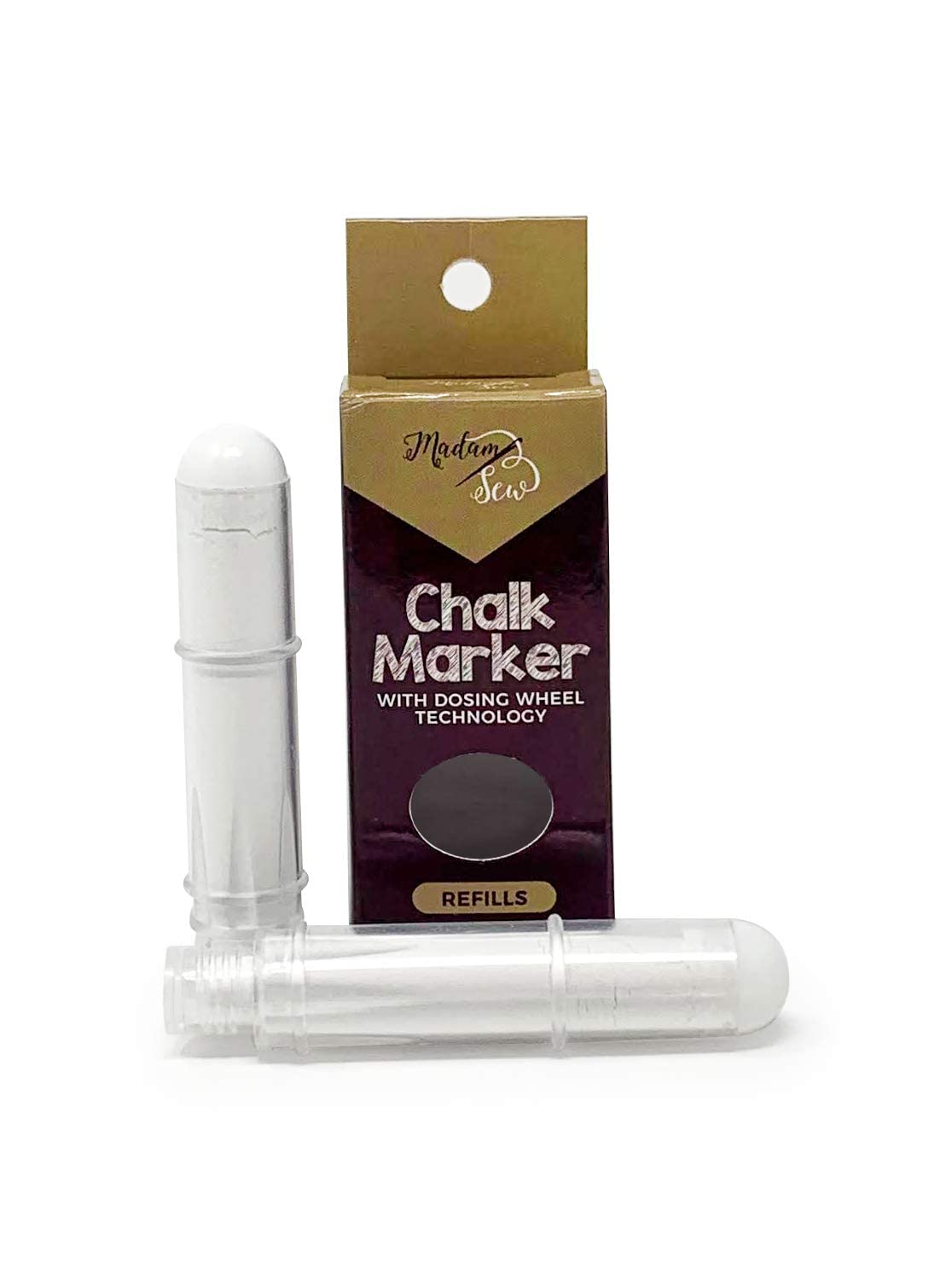 Madam Sew Chalk Fabric Marker Refill Cartridges for Sewing and Quilting – Clean, Quick, Leakproof Refills Replenish Tailor Liner Pens – Powdered Talc Pigment for Cotton, Knit and More (White Refill)