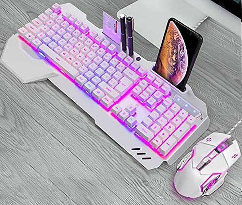 QIYUDS LED obNCg JjJ tB[ rWlX ItBX Keyboar obNCg Q[~O }EX Q[~O L[{[hƃ}EX̃ZbgAWindows & Mac PC Q[}[p(J[: zCg)