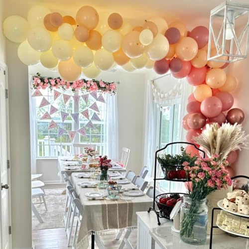 Retro Blush Pink Balloons, 60 Packs 12 Inch Dusty Pink Metallic Chrome Rose Gold White Sand Nude Balloons for Bridal Shower Pumpkin Baby Shower Girls Boho Birthday Wedding Decorations Supplies - Image 5