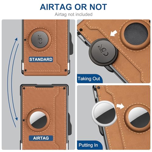 intelligence Wallet for Men, intelligencn Wallet for Men - with Pop Up Aluminum Case Money Clip Slim Leather Slots Credit Card Holder RFID Blocking Bifold Minimalist Wallets (Brown)3