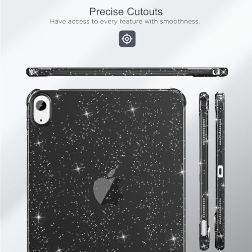 Image of MOCA Case for iPad 6th 5th Generation (iPad 9.7 inch, 2018 /2017), AIR 2 Impact Resistant, Slim, Lightweight Glitter Case (Black, ipad 9.7 inch)
