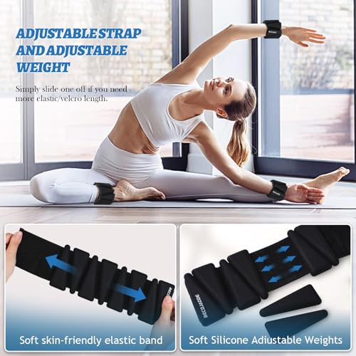 Image of BECOJADDE Ankle Weights Set of 2 (1 lb /2 lb /3 lb Each) Adjustable Wrist Weights for Women Men Wearable Arm Leg Weight for Pilates, Running, Walking, Workout, Yoga