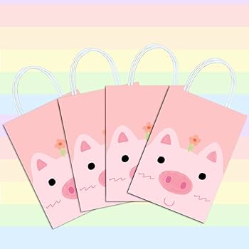 Amazon.com: 16 Pieces Pink Pig Goodie Bags for Pink Pig