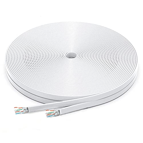 Image of FEDUS Cat7 Ethernet Cable, Pure Copper Flat RJ45 LAN Cable Cable 10 Gigabit 600MHZ Patch Network Cable Internet Cable RJ45 Wire Cord to Computer for Gaming, Modem, Router, LAN ADSL (150 METER)