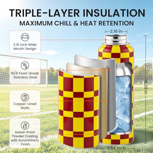Image of RAYMYLO 2026 Soccer Biggest Event Edition Insulated Water Bottle 40 oz, Nation Flag Design, Best Souvenir & Gift for World Soccer Lover, Vacuum Stainless Steel (Cold for 36Hrs), Leak Proof & Non-BPA