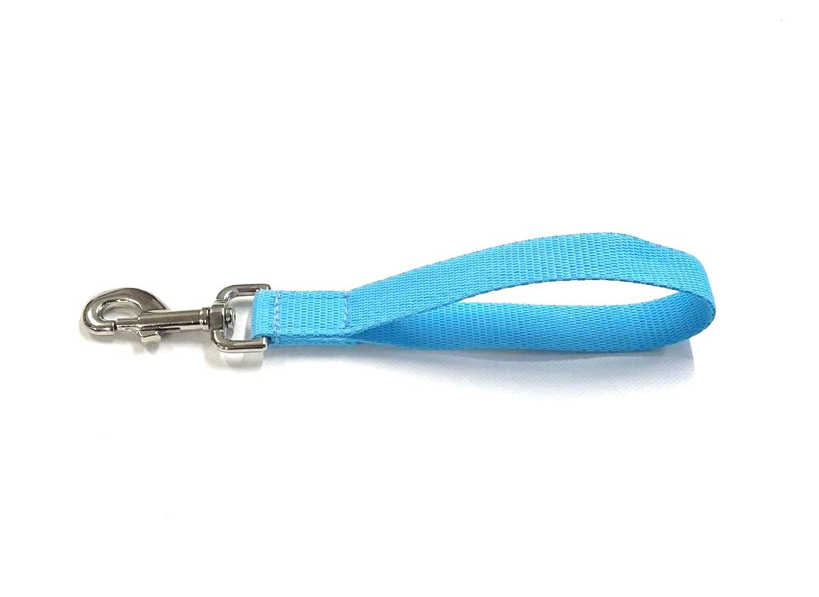 Short Close Control Dog Training Lead Traffic Walking Leash 25mm Polypropylene Webbing (Sky Blue, 13 Inches)