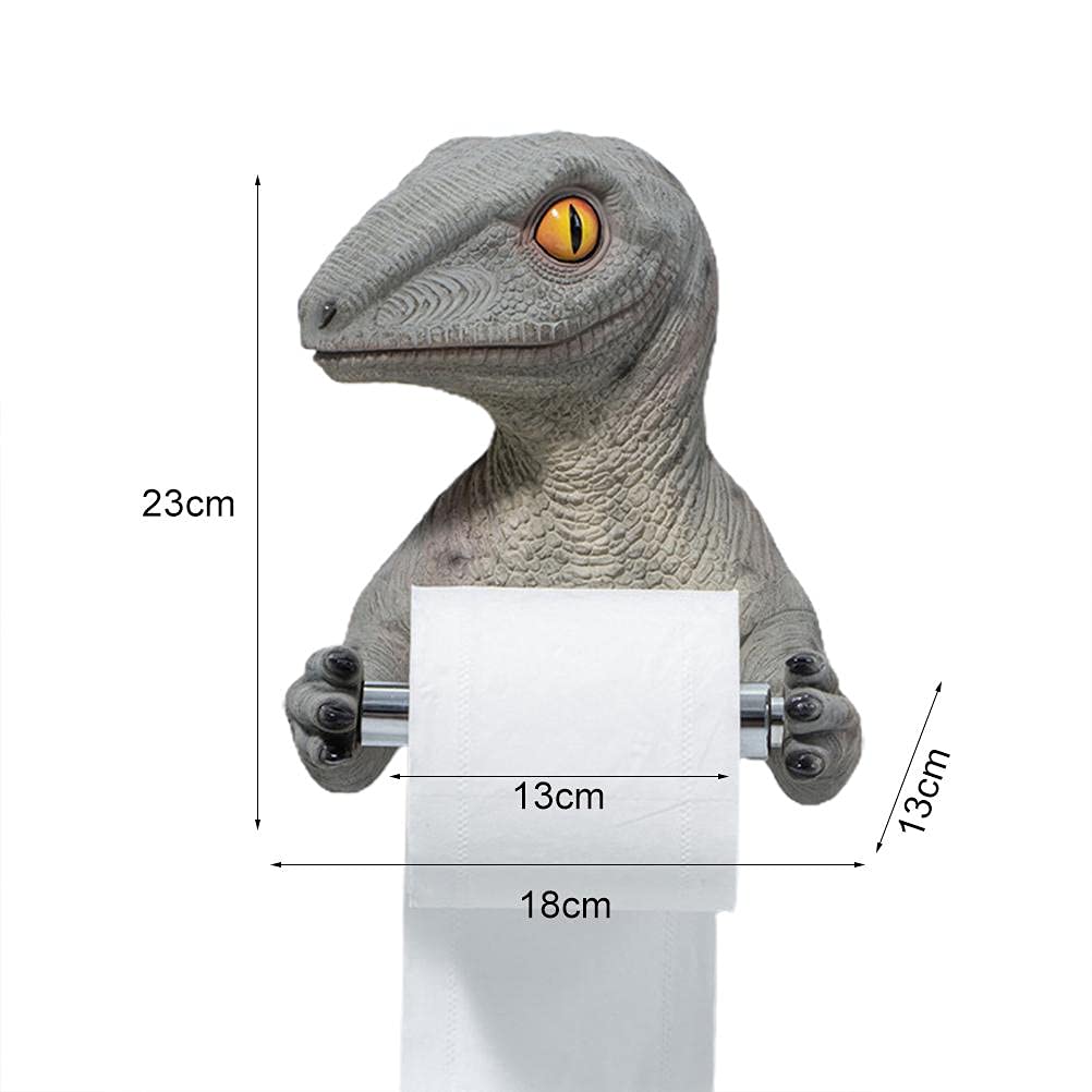 ZHOUJIE Uchwyt na dinozaur 3D, dinozaur trzymający rolkę chusteczek toaletowych montowany na ścianie uchwyt na papier toaletowy stojak dinozaur szkielet łazienka uchwyt na papier toaletowy tyranozaur