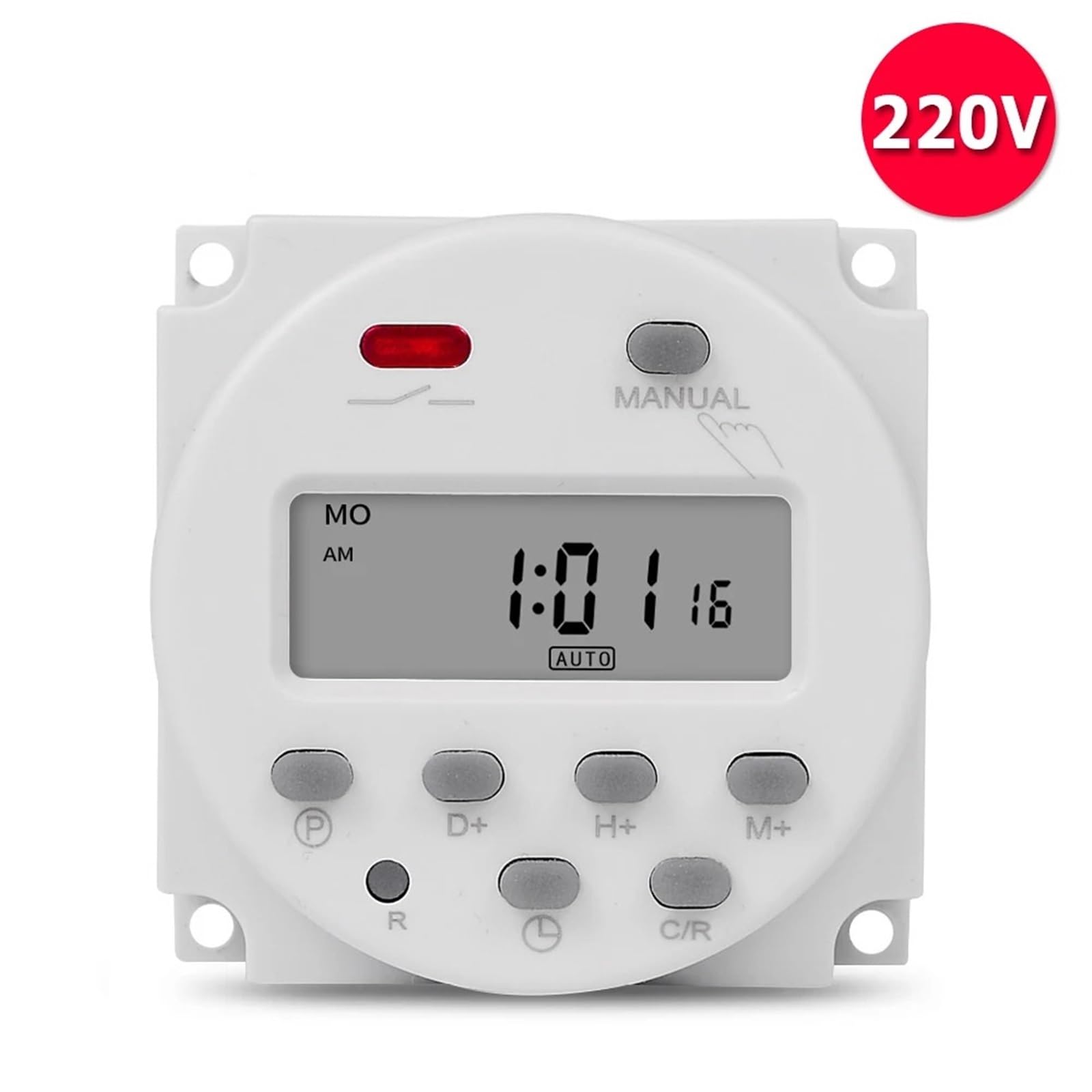 Power Supply 220V Digital 7 Days Programmable Timer Switch Electronic Lighting Daily Time Relay Programmer CN101A 1Pcs(220V Without 4 Wires)