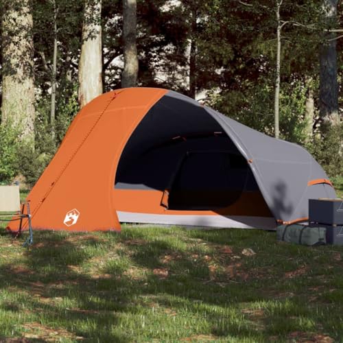 Juroupi Kuppel-Campingzelt 4 Personen Camping Zelt Camping Tent Camping ZubehöR Zelt Grau und Orange Wasserdicht - 94729