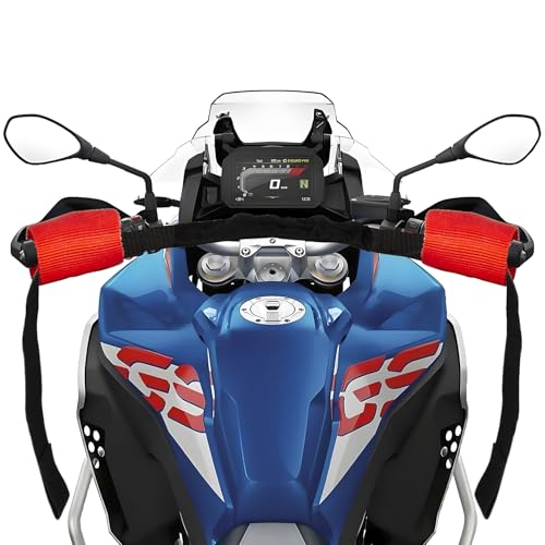 Universal Biker Bar Handlebar Strap - PSLER Bar-harness II Universal Loop Handle Bar Motorcycle Tie Down Straps handle belt for Motorcycle Handlebar Trailer, Dirt Bike, Dirt Bike, Red