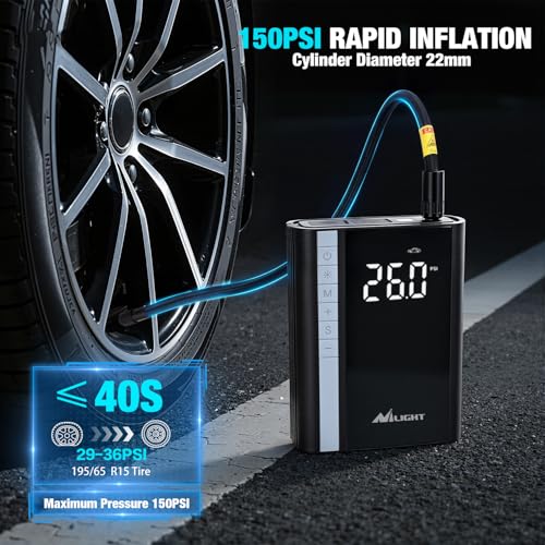 Image of Nilight Jump Starter with Air Compressor 3500A 150PSI Portable Car Battery Booster 9.0 Gas & 8.0L Diesel with Auto-Shutoff Digital Tire Inflator 12V Battery Power Supply w /Large LCD Display