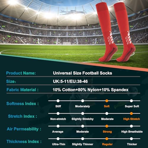 BoloShine Grip voetbalsokken, sportsokken voor mannen en vrouwen, lange kniekousen met elastische comfortabele compressiesokken met anti-slip rubberen pads voor basketbal, voetbal, rugby, hardlopen, - Afbeelding 7