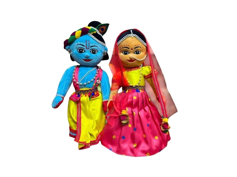 VRINDAVANBAZAAR.COMVRINDAVANBAZAAR.COM Radha Krishna 15 Inch Soft Toy - Plush Divine Krishna and Radha Doll, Beautifully Crafted with Intricate Detailing, Perfect for Devotees, Collectors, and Spiritual Home Decor