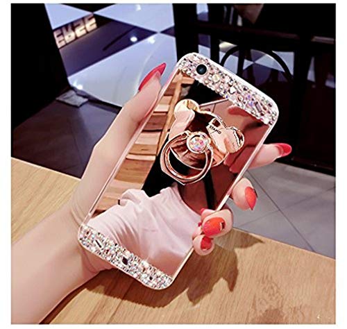 Asdsinfor iPhone 8 Plus Case Stylish Luxury Crystal Diamond Ring Bracket Makeup Mirror
