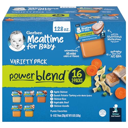 Gerber 2nd Foods Hearty Dinners Puree Favorites Baby Food, Variety Pack, 4 oz Tub (32 Pack)