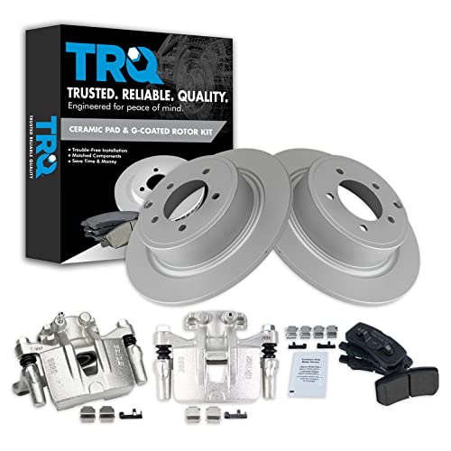 Image of TRQ Rear Brake Pad and Rotor Set Ceramic Solid Rotors Calipers | For 2009-2012 Mitsubishi Outlander