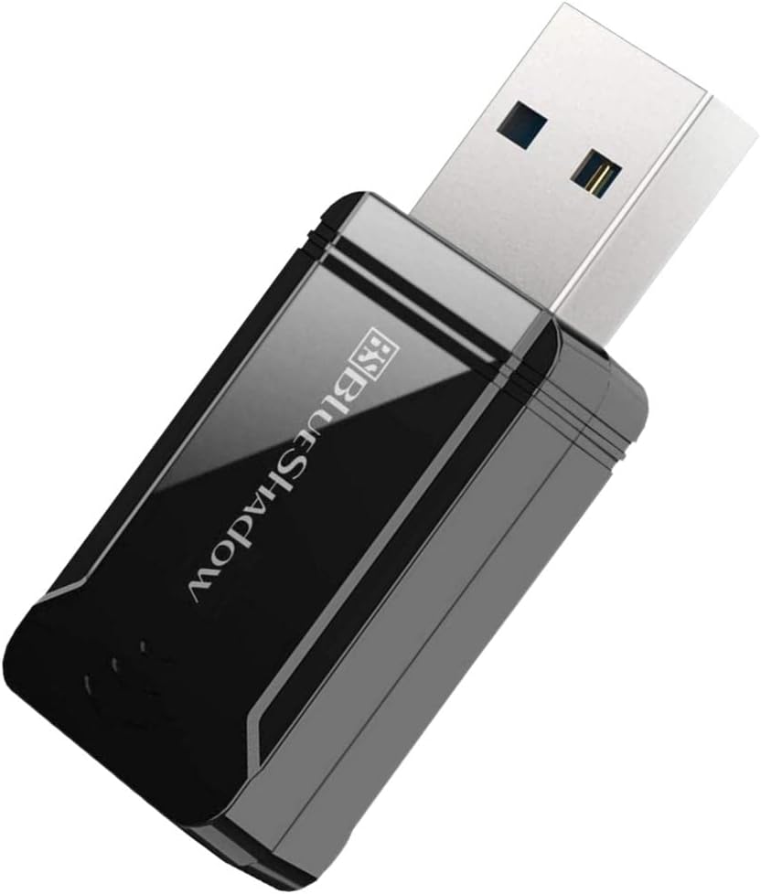 Blueshadow AC1300 USB WiFi Adapter - 2.4G/5G Dual Band Wireless Network Adapter for Desktop Computers PC, MU-MIMO WiFi Dongle, USB 3.0, Supports Windows 11, 10, 8.1, 8, 7, XP/MAC OS 10.5-10.15