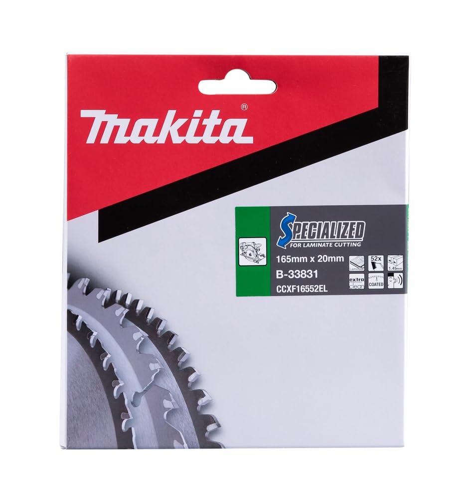 Makita B-33831 Specialized Blade for Laminate and Wood Cutting 165x20x52T, Silver, Black - Image 3