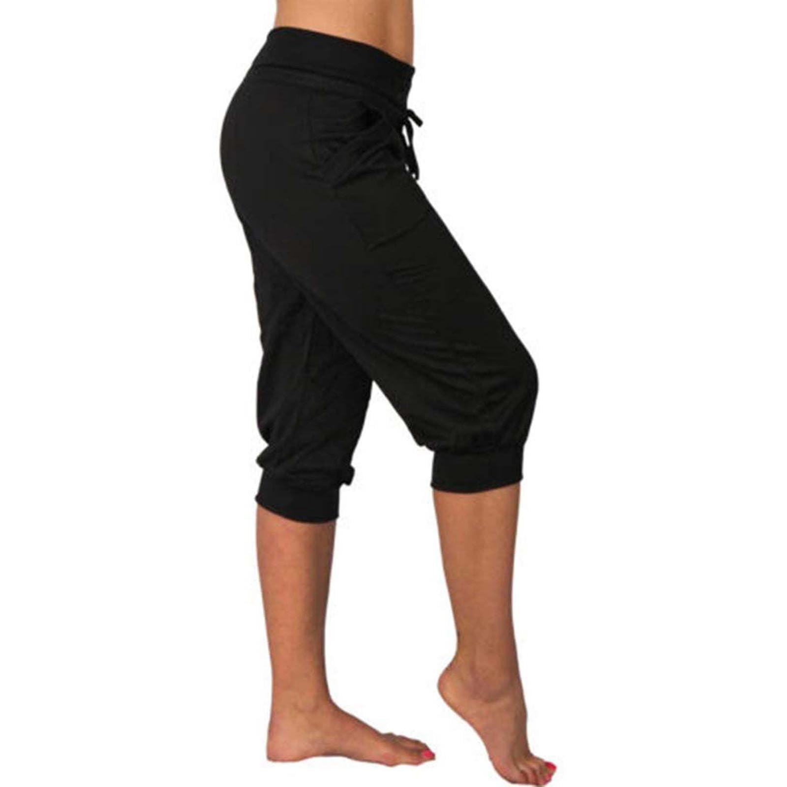 Capris Pants for Women 2026 Sweatpant Cropped Jogger Running Pants Lounge Loose Fit Drawstring Waist with Side Pockets - 2