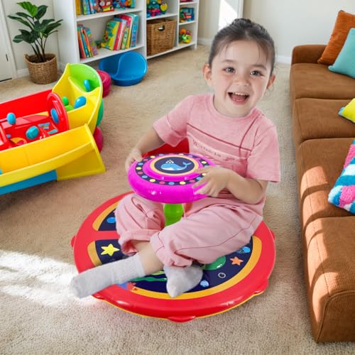 Image of 1, 2, 3, 4Year Old children's 360 rotating seat toy, Children's Day gift, boys and girls' birthday gift, ocean style, sitting and rotating toy, Toddler Toys Early Development&Activity Toys (Red)