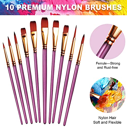 RATEL Peinture Acrylique, 31 Kit de Peinture Acrylique pour Artistes Comprenant 21 x 20 ML de Pigment Acrylique 10 pinceaux- Vibrant Couleurs pour Papier, Roche, Bois, céramique, Tissu - Image 4