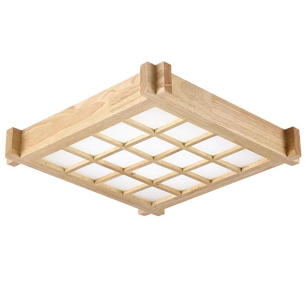 Japońska Lampa Sufitowa, Lampa Sufitowa Do Montażu Podtynkowego Z Możliwością Ściemniania 3000-6500K Z Pilotem,Oprawa Oświetleniowa Minimalistyczne Drewno,Nowoczesne Lampy Sufitowe Do Kuchni Sypialnia