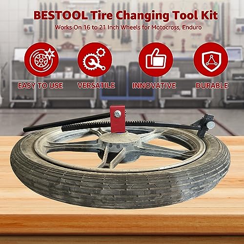 Image of BESTOOL Dirt Bike Tire Changing Kit for Motocross, Enduro and Dirt Bikes - Dirt Bike Tire Changing Tool for 16 inch to 21 inch Wheels, Quick Mount Without Pinching Tubes - 20mm Axles