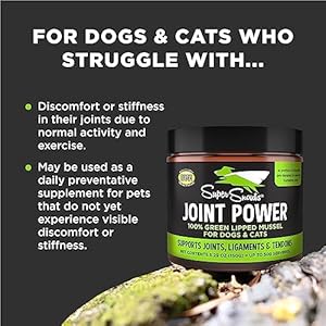 Super Snouts Joint Power 100% Green Lipped Mussels for Dogs & Cats – Dog Joint Supplement Powder Supports Joints, Tendons, Ligaments (2.64 oz)
