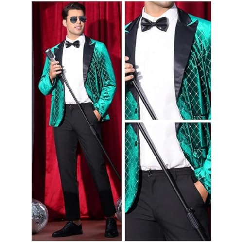 Men's Sparkly fleece Blazer Jacket Suit With Pointed Lapel Argyle Or Plaid Wedding Dinner Party Jackets4