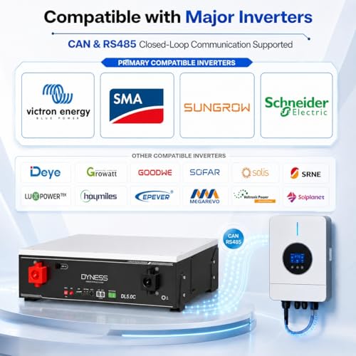 Image of Dyness 48V 100Ah LiFePO4 Lithium Battery, 5.12kWh with 100A BMS, Wi-Fi Monitoring, CAN /RS485, 6000+ Cycles, 5.12kW Power Server Rack Battery for Solar, Off-Grid & Home Backup Power