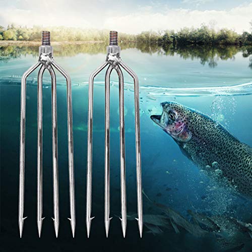 Gavigain 4 Prongs Harpoon Hook Barb,Outdoor Fishing Tackle for Outdoor Fishing Tackle Catching Fish in River Lake Capable Stainless Steel Fishing Spear for Outdoor Tackle
